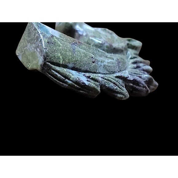 Dragon Blood Unicorn Figurine Detail Carved Gemstone Healing  Head Green Purple - Picture 8 of 16